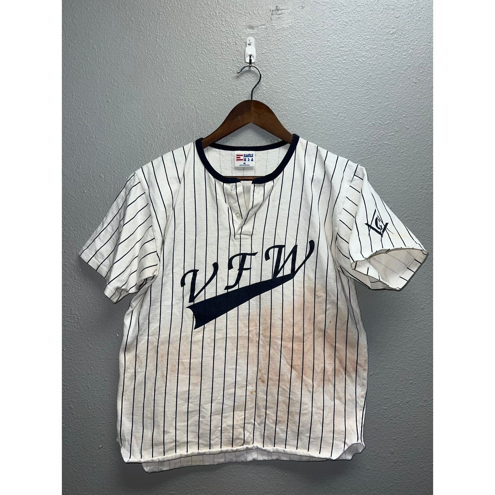 Vintage Vintage VFW Shirt Veterans Of Foreign War Pinstriped 90s M Size US M / EU 48-50 / 2 - 1 Thumbnail