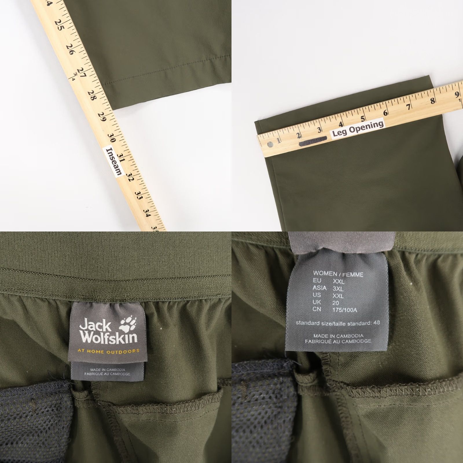 Jack Wolfskin Jack Wolfskin JWP Pants Womens 2XL Green Lightweight Quick Dry UV Size 40" / US 18 - 8 Thumbnail