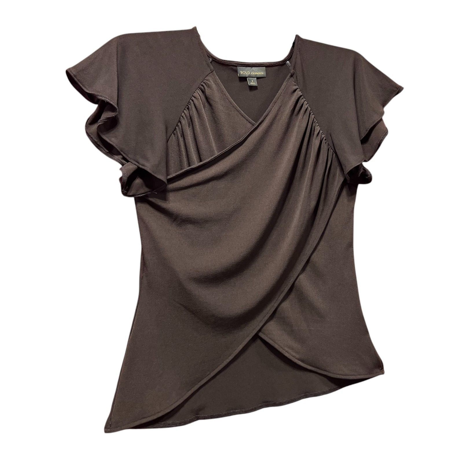 Other Bold Elements - Women's V-Neck Short Sleeve Blouse - Brown - Size S / US 4 / IT 40 - 11 Thumbnail