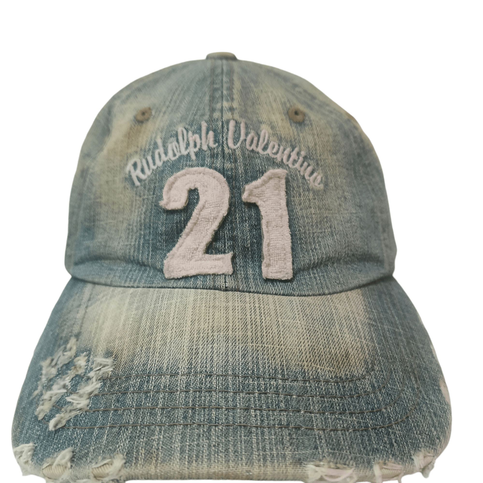 Valentino Vintage Rudolph Valentino Distressed Denim Style Cap Hat Size ONE SIZE - 2 Thumbnail