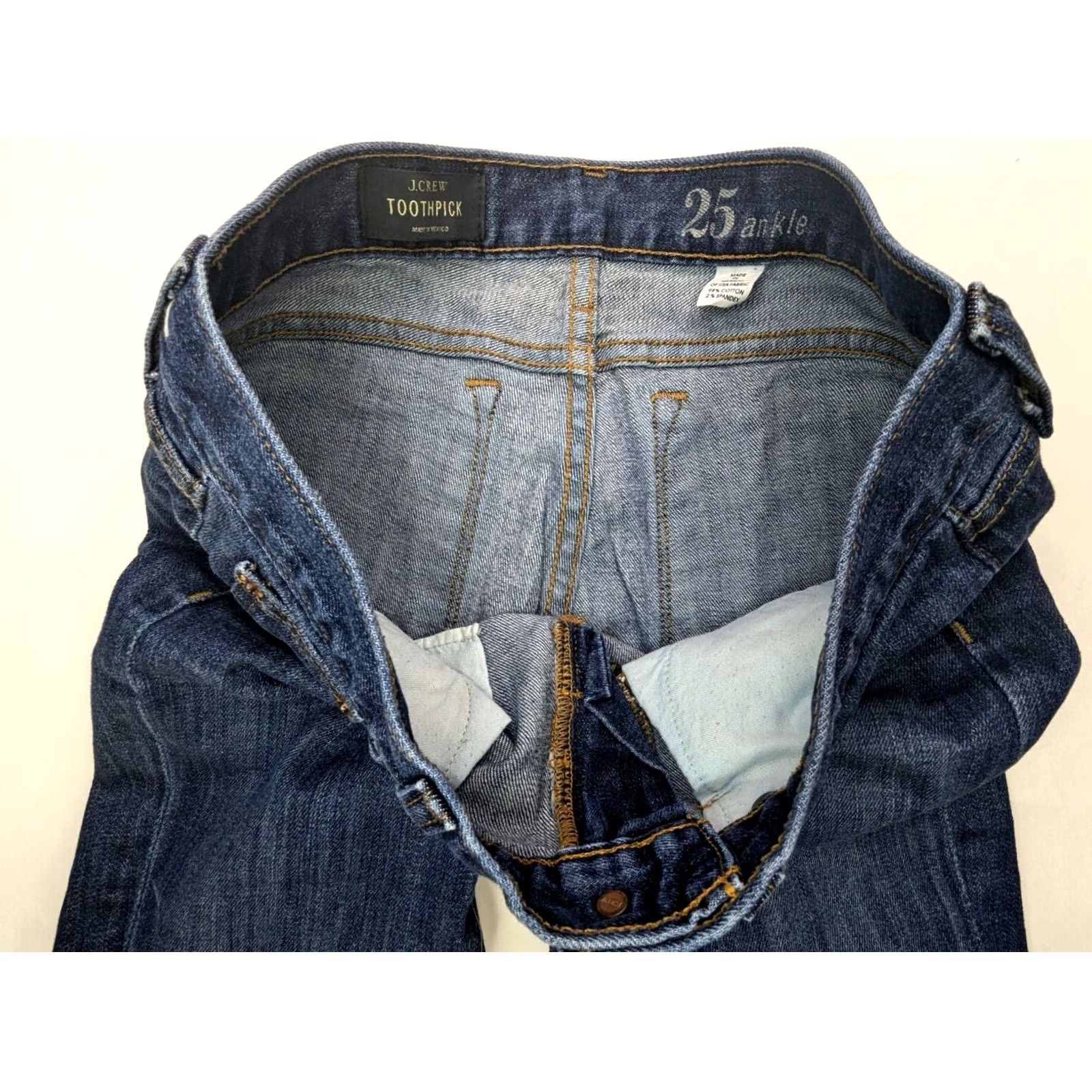 J.Crew J.CREW Toothpick Skinny Jeans Women 25 Blue Stretch Ankle Tapered 28x30 Mid Rise Jeans Size 42" / US 20 - 7 Thumbnail