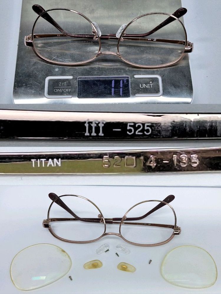 Other VINTAGE FFF-525 Rose Gold TITAN Slim Boston Glasses 52mm Size ONE SIZE - 3 Thumbnail