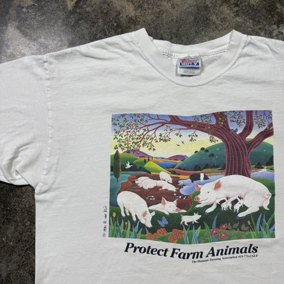 Vintage vintage protect farm animals art tshirt Size US L / EU 52-54 / 3 - 3 Thumbnail