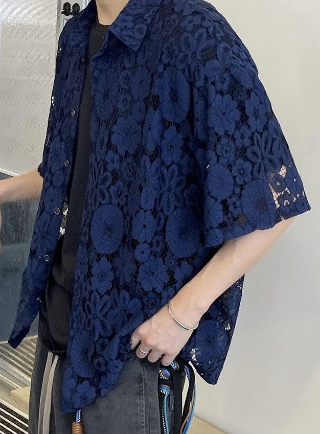 Japanese Brand × Vintage Outdoor retro crochet lace floral relaxed fit shirt Size US XXL / EU 58 / 5 - 3 Thumbnail