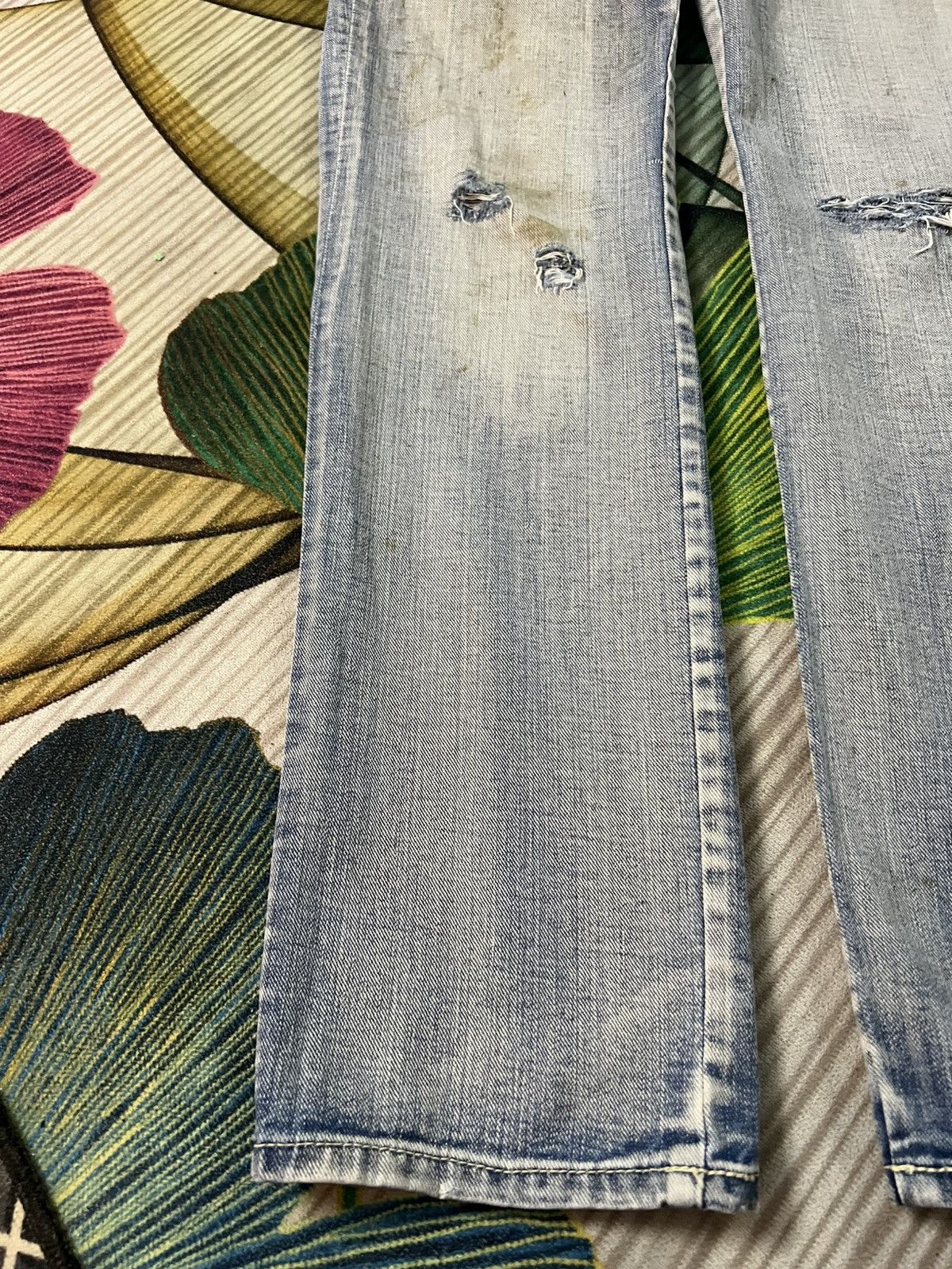 If Six Was Nine 💥Double Waist💥Japanese Unbrand Distress Patchwork Jean Size US 31 - 4 Thumbnail