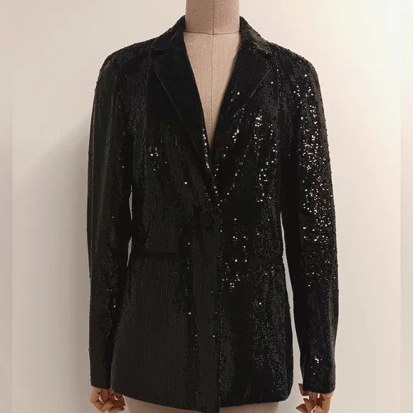Lafayette 148 LAFAYETTE 148 NEW YORK Black Sequin Blazer - 2M (Sample) Size XS / US 0-2 / IT 36-38 - 1 Thumbnail