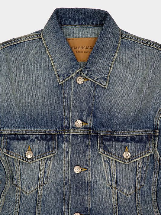 Balenciaga o1w1db10526 Denim Hourglass Jacket in Blue Size US XL / EU 56 / 4 - 3 Thumbnail