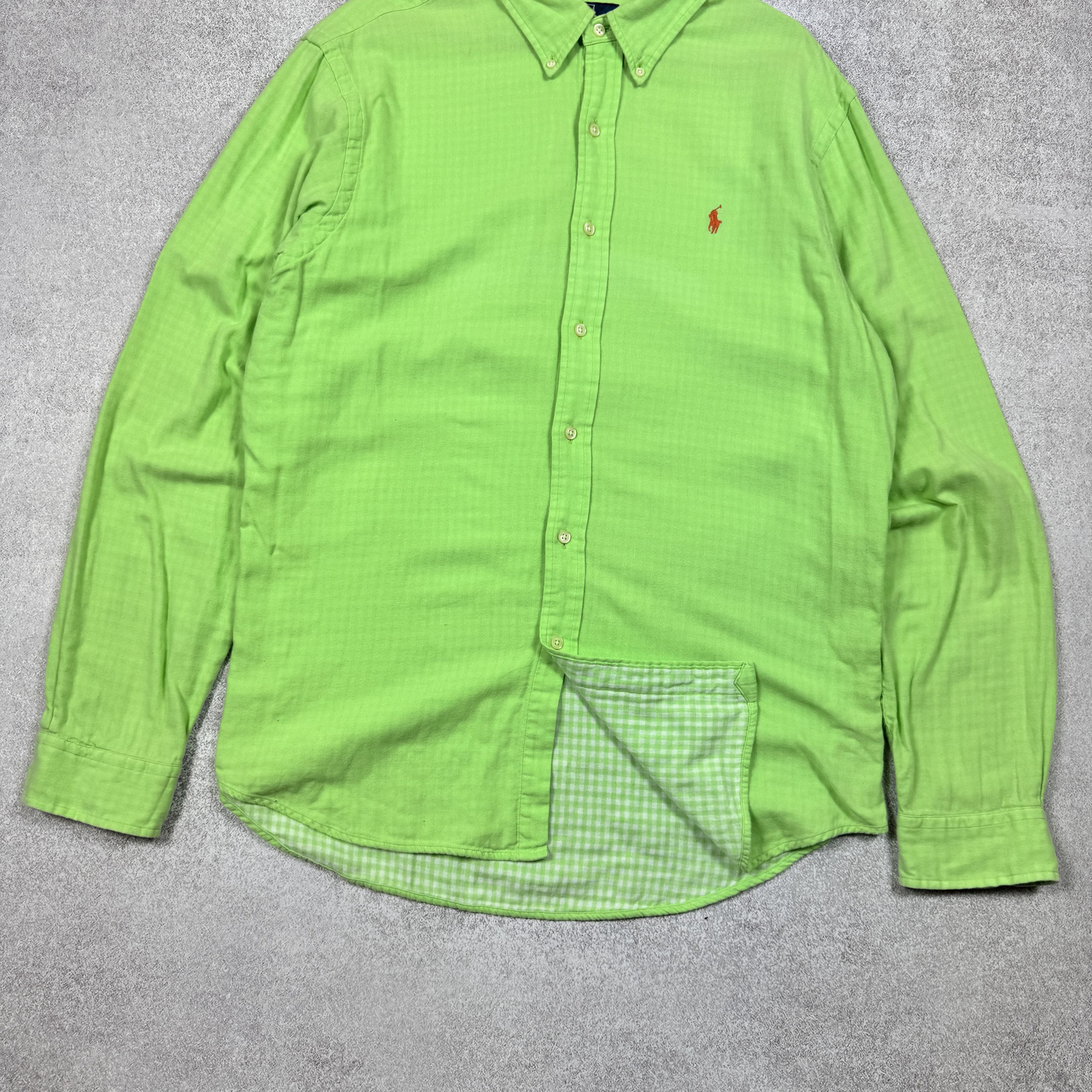 Polo Ralph Lauren Men`s Polo Ralph Lauren Green Cotton Slim Fit Shirt Size XL Size US XL / EU 56 / 4 - 3 Thumbnail