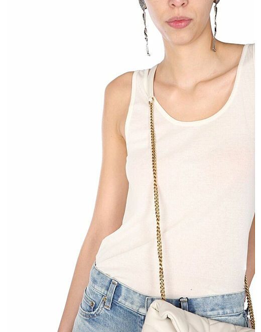 Saint Laurent Paris o1b1hav110525 504959 Tank Top in Jersey in White Size L / US 10 / IT 46 - 4 Thumbnail