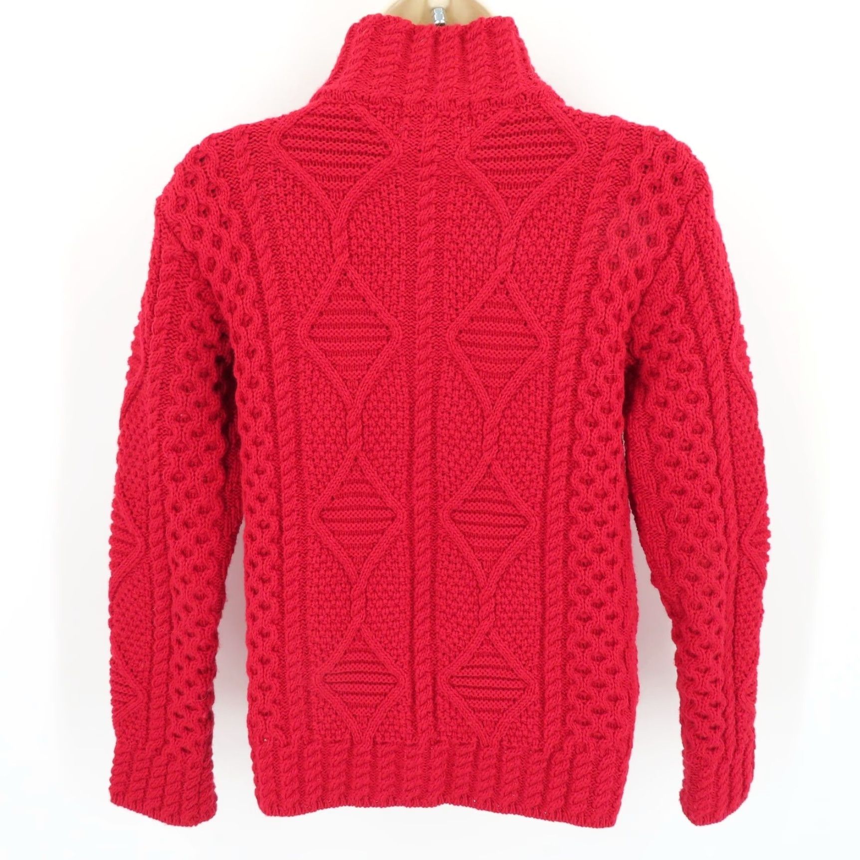 Vintage Blarney Aran Originals Womens XS Red Wool Knit Zip Sweater Size XS / US 0-2 / IT 36-38 - 5 Thumbnail