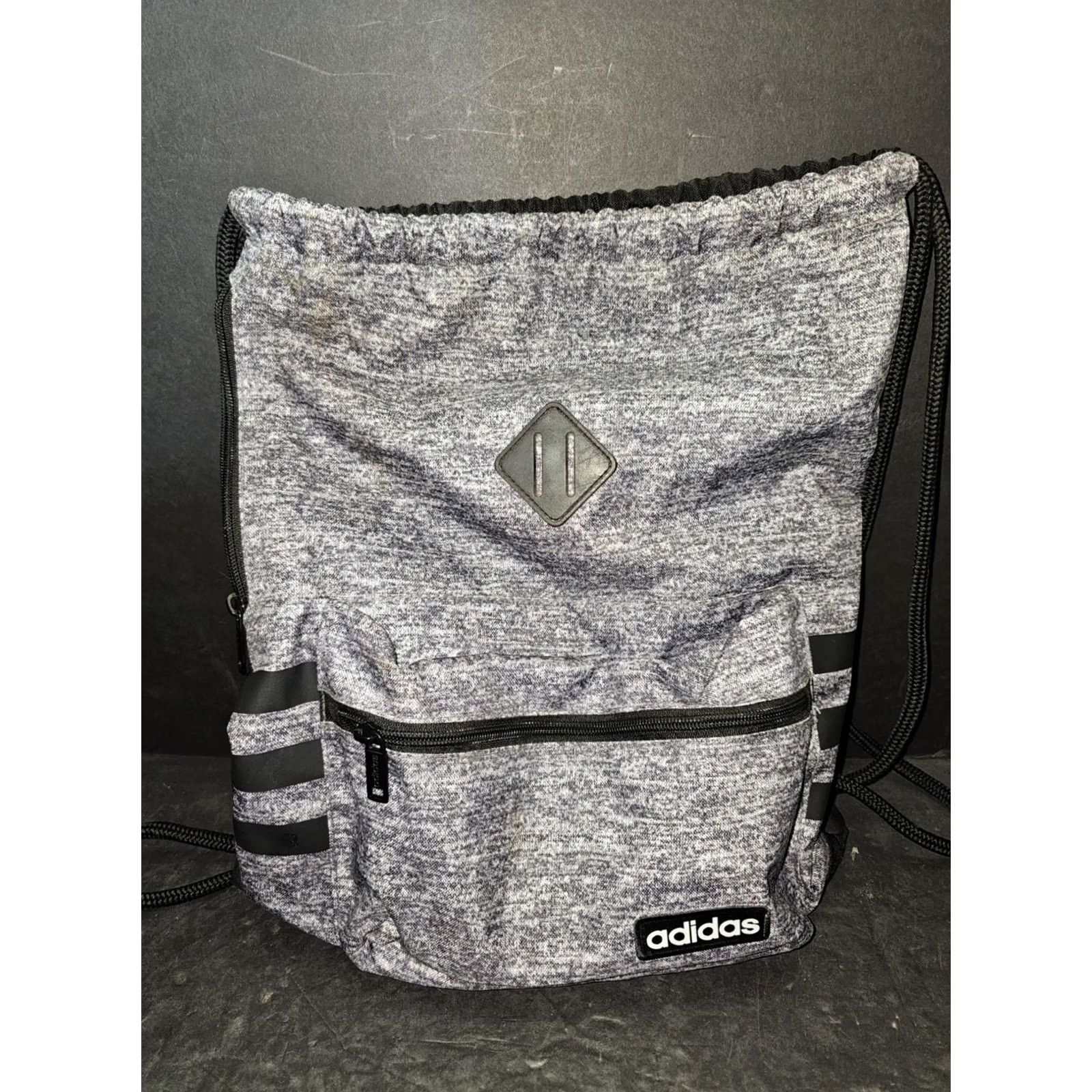 Adidas Adidas Alliance II Sackpack Drawstring Sling Bag Crossbody Bag Pockets Gray Polyester Size ONE SIZE - 3 Thumbnail