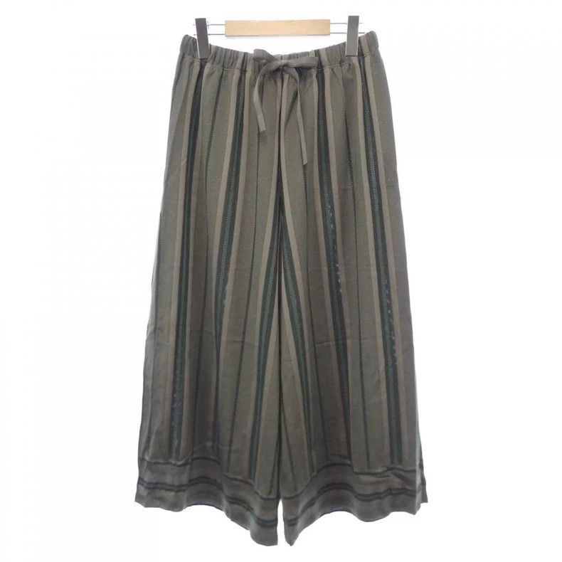 Issey Miyake Issey Miyake size:3 Dark green striped pleated trousers Size 31" - 1 Thumbnail
