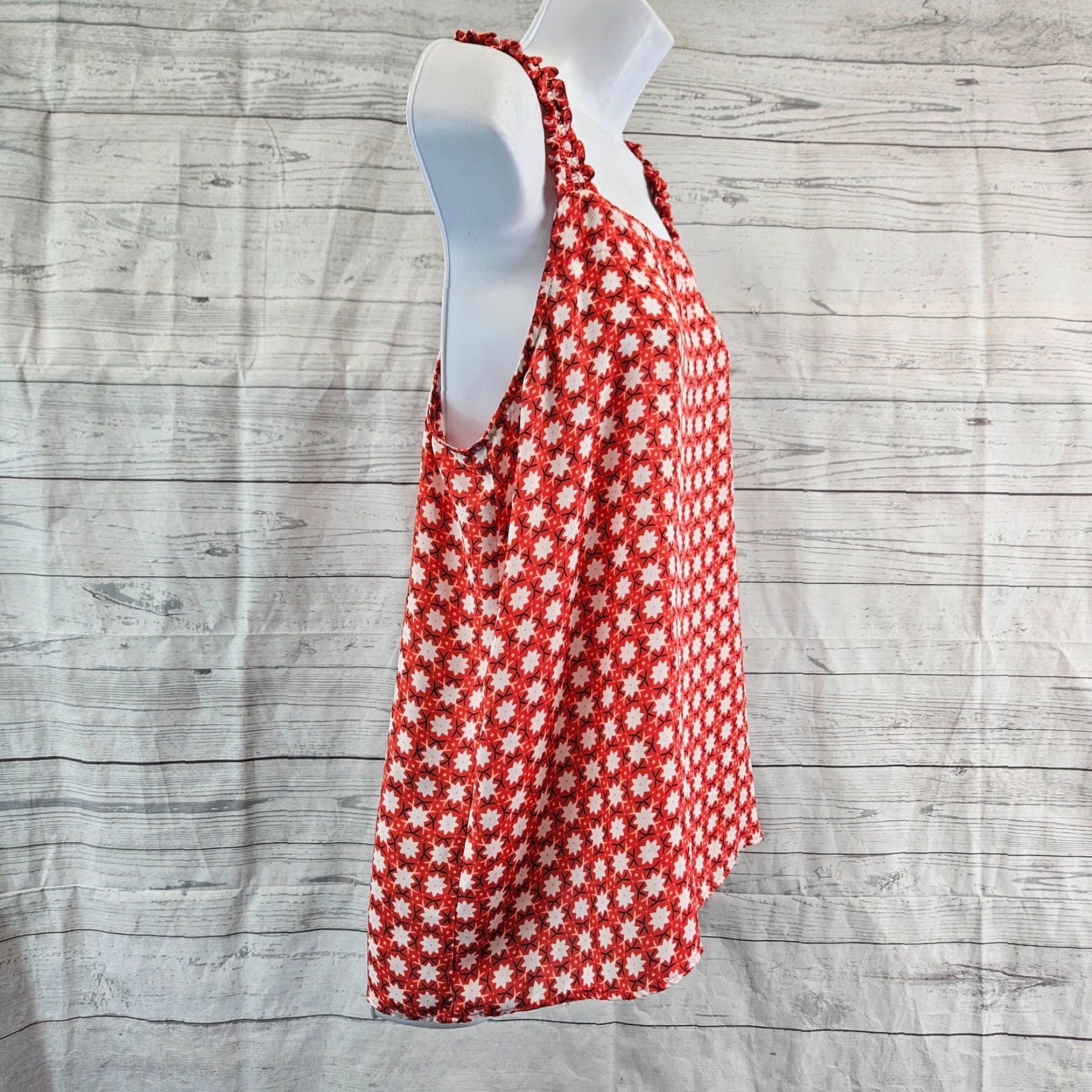 Loft VINTAGE? Ann Taylor LOFT Womens Printed Top Sz Medium Red White Sleeveless Size M / US 6-8 / IT 42-44 - 3 Thumbnail