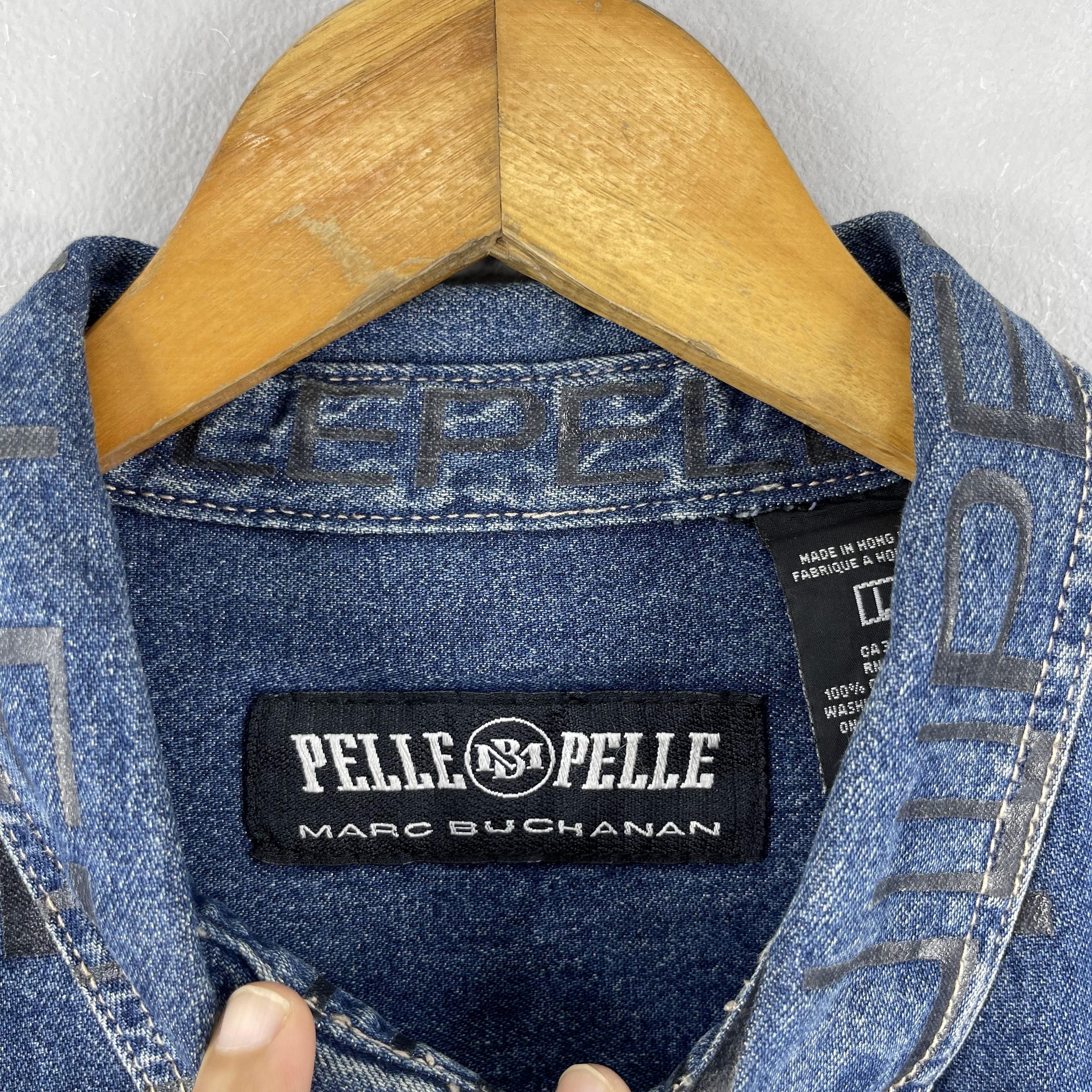 Marc Buchanan Vintage 90s PELLE PELLE Monogram Workwear Denim Jacket Size US L / EU 52-54 / 3 - 7 Thumbnail