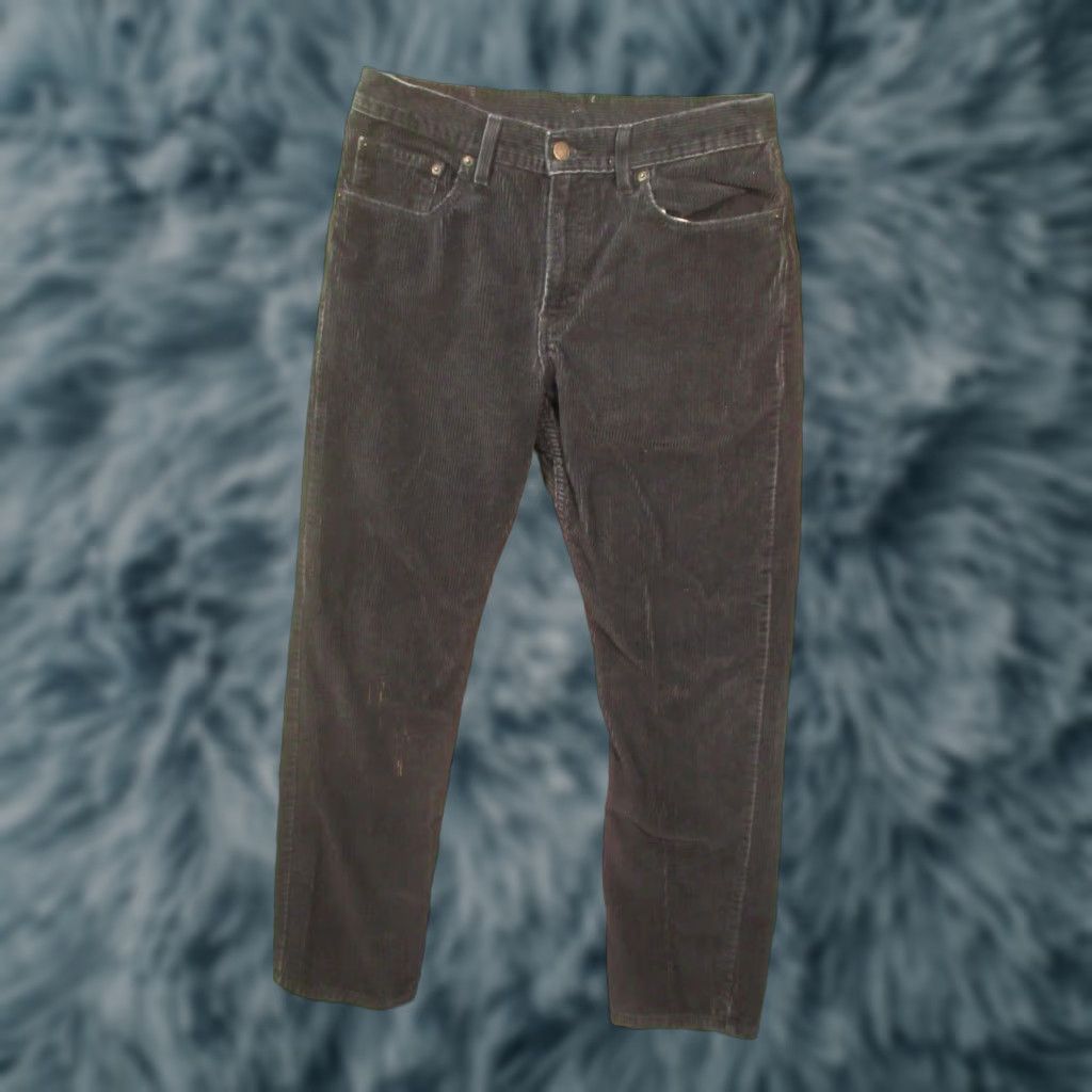 Levi's Levi's Corduroy Pants Mens 31x30 Black Cotton Straight Leg Mid Bleach Stain Size US 31 - 1 Thumbnail