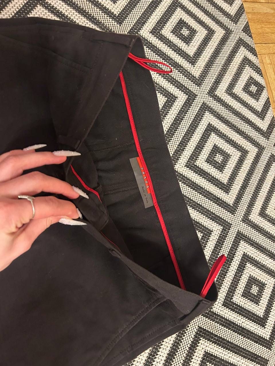 Prada Technical Red Tab Trousers nylon pants black w32