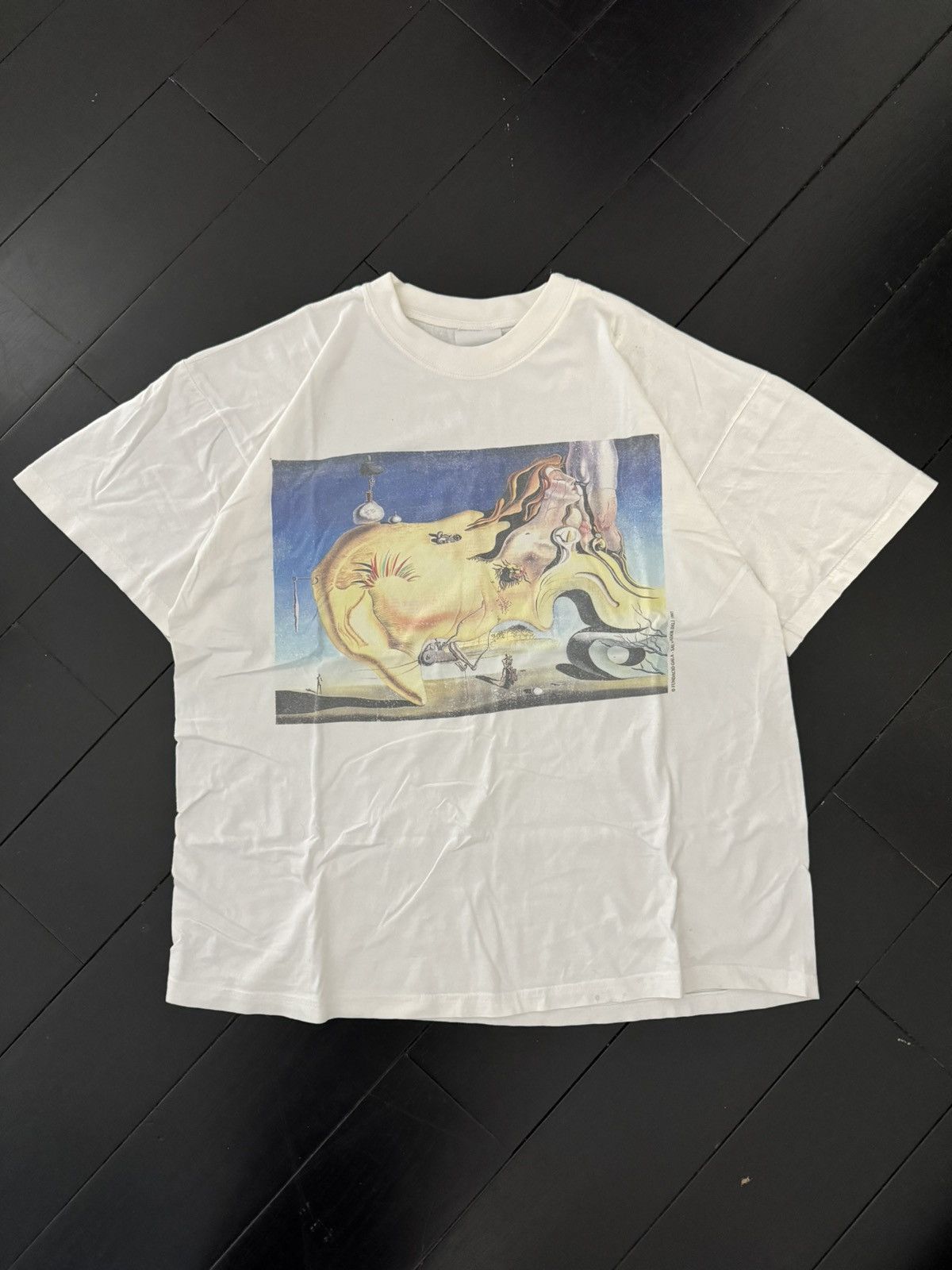 image of 1997 Dali The Great Masturbator Surrealist Art T-Shirt in White, Men's (Size XL)