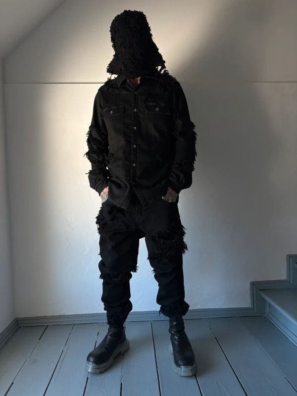 Rick Owens Rick Owens double layered distressed Denim Outershirt Size US XL / EU 56 / 4 - 2 Thumbnail