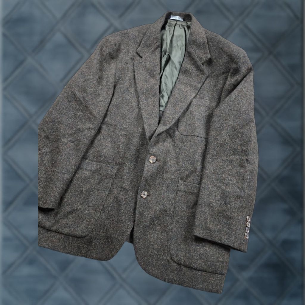 Lands' End VINTAGE Lands' End Tweed Blazer Mens 43R Brown Wool Jacket USA Made 2 Button Notch Lapel 2 Piece Classic 90s Men Brown Wool Blazer Size 46R - 1 Thumbnail