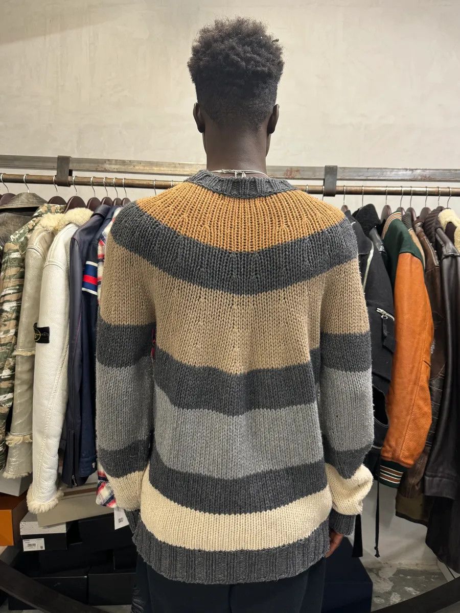 Designer × Dolce & Gabbana × Vintage 2000s Dolce & Gabbana Orange Grey Beige Lines Wool Sweater Size US M / EU 48-50 / 2 - 4 Thumbnail