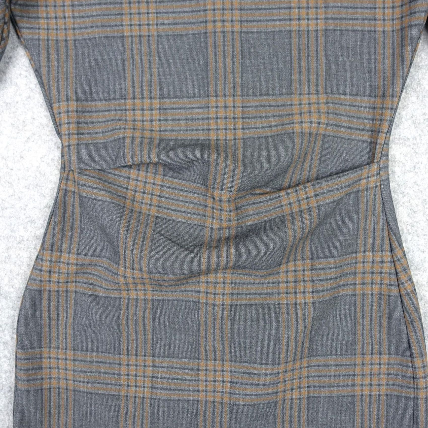 Zara Zara Dress Womens Medium Gray Plaid Long Sleeve Sheath Workwear Knee Length Zipper Round Neck Vintage No Size M / US 6-8 / IT 42-44 - 3 Thumbnail