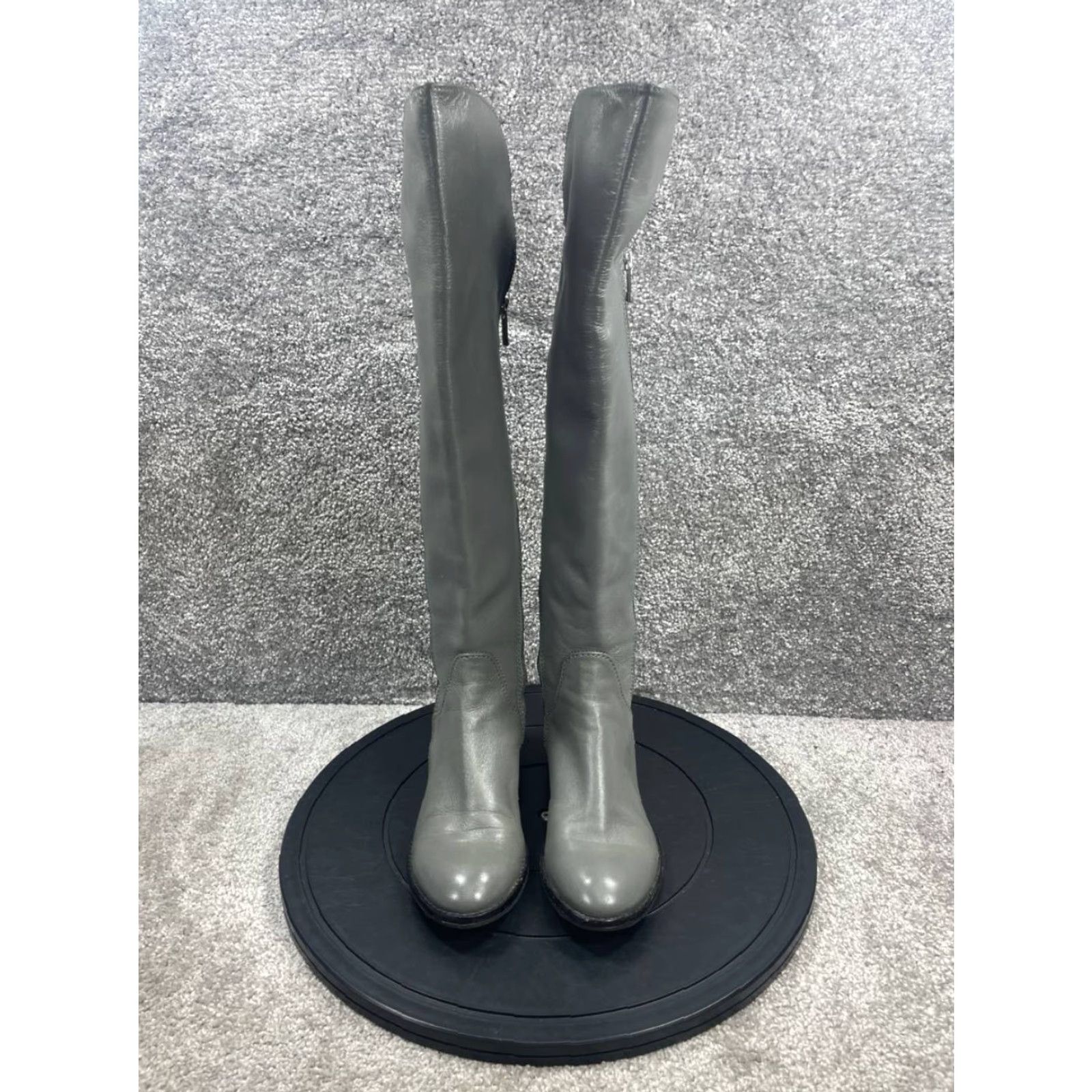 Michael Kors Michael Kors Boots Women Knee High Gray Leather Zip Riding Boot 5.5 M Bromley Size US 5.5 / IT 35.5 - 4 Thumbnail