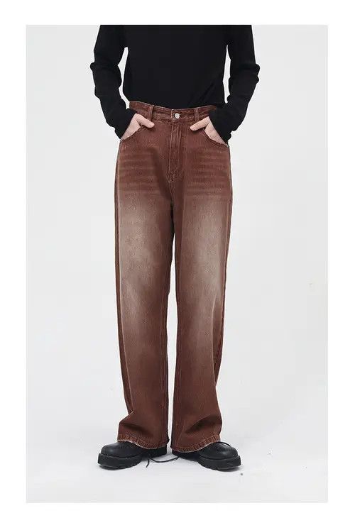 Japanese Brand Washed distressed vintage brown gradient jeans Size US 32 / EU 48 - 1 Thumbnail