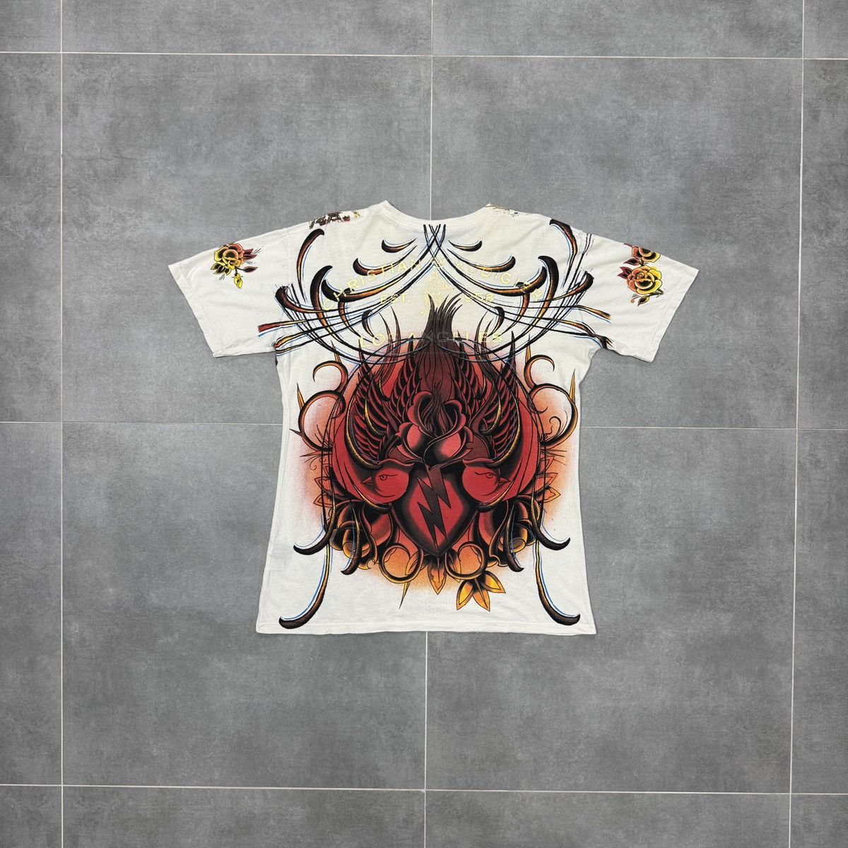 Christian Audigier × Ed Hardy Christian Audigier Tattoo Skulls Roses Y2K Hip Hop T-Shirt Size US M / EU 48-50 / 2 - 13 Thumbnail