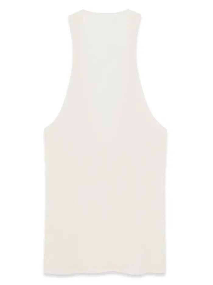 Saint Laurent Paris oc11z1125 761463 Cassandre Tank Top in Silk Jersey White Size L / US 10 / IT 46 - 2 Thumbnail