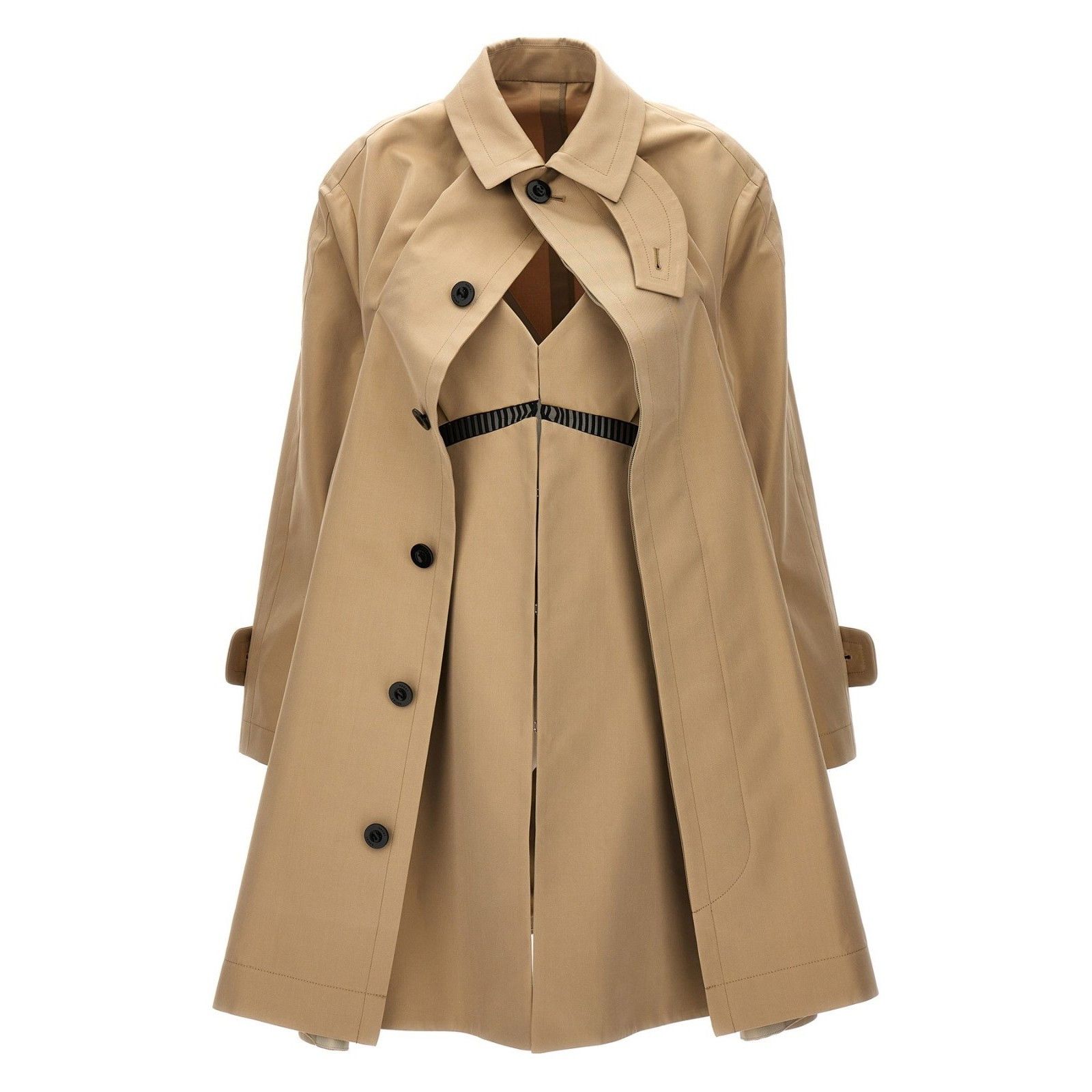SACAI Dress Insert Beige/Brown Trench Coat New & Authentic (