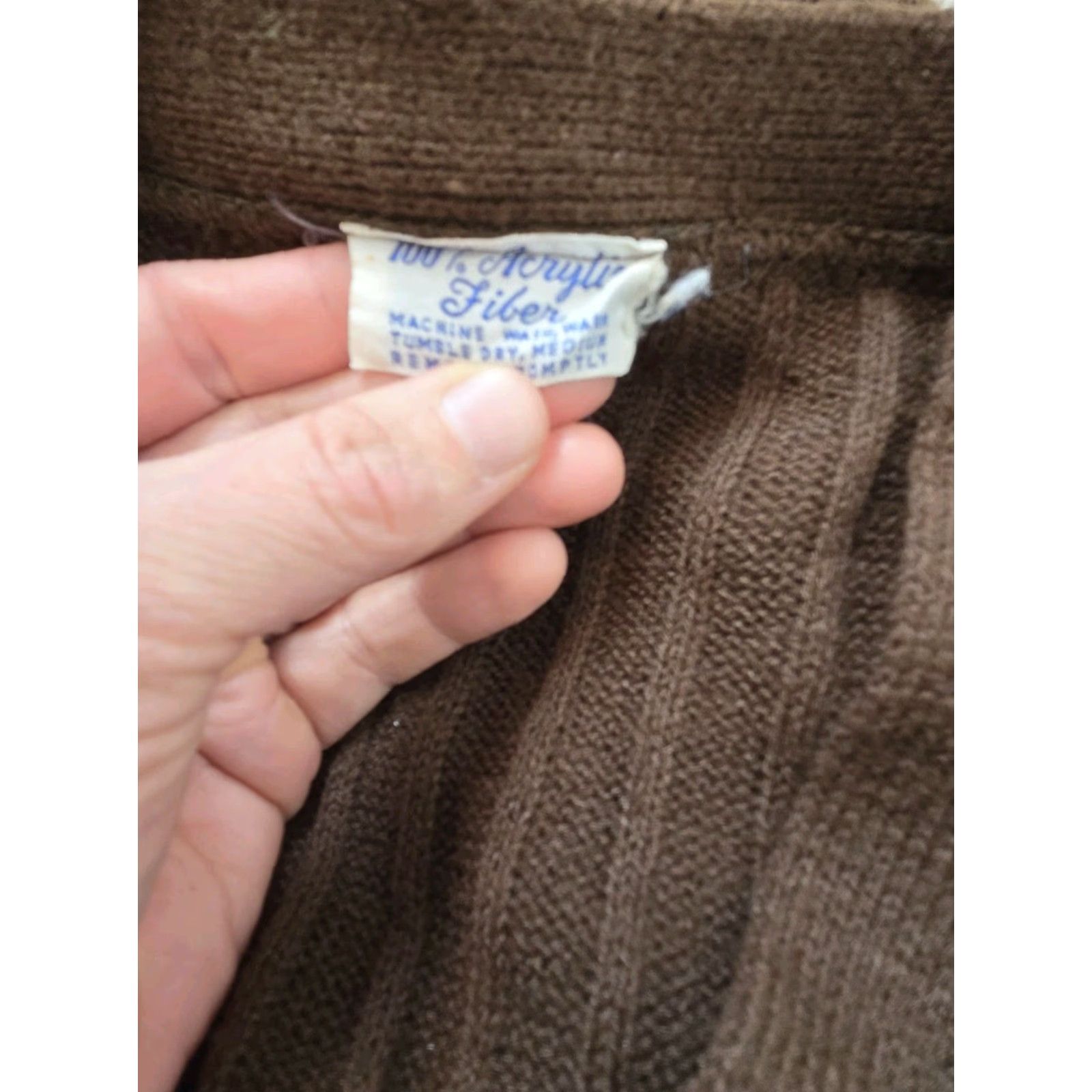 Vintage VINTAGE Cardigan Sweater Brown Ribbed V Neck Long Sleeve Sz Small Women Size S / US 4 / IT 40 - 3 Thumbnail
