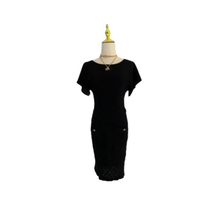 Chanel Chanel Black Quilted Knit Dress Size S / US 4 / IT 40 - 1 Thumbnail