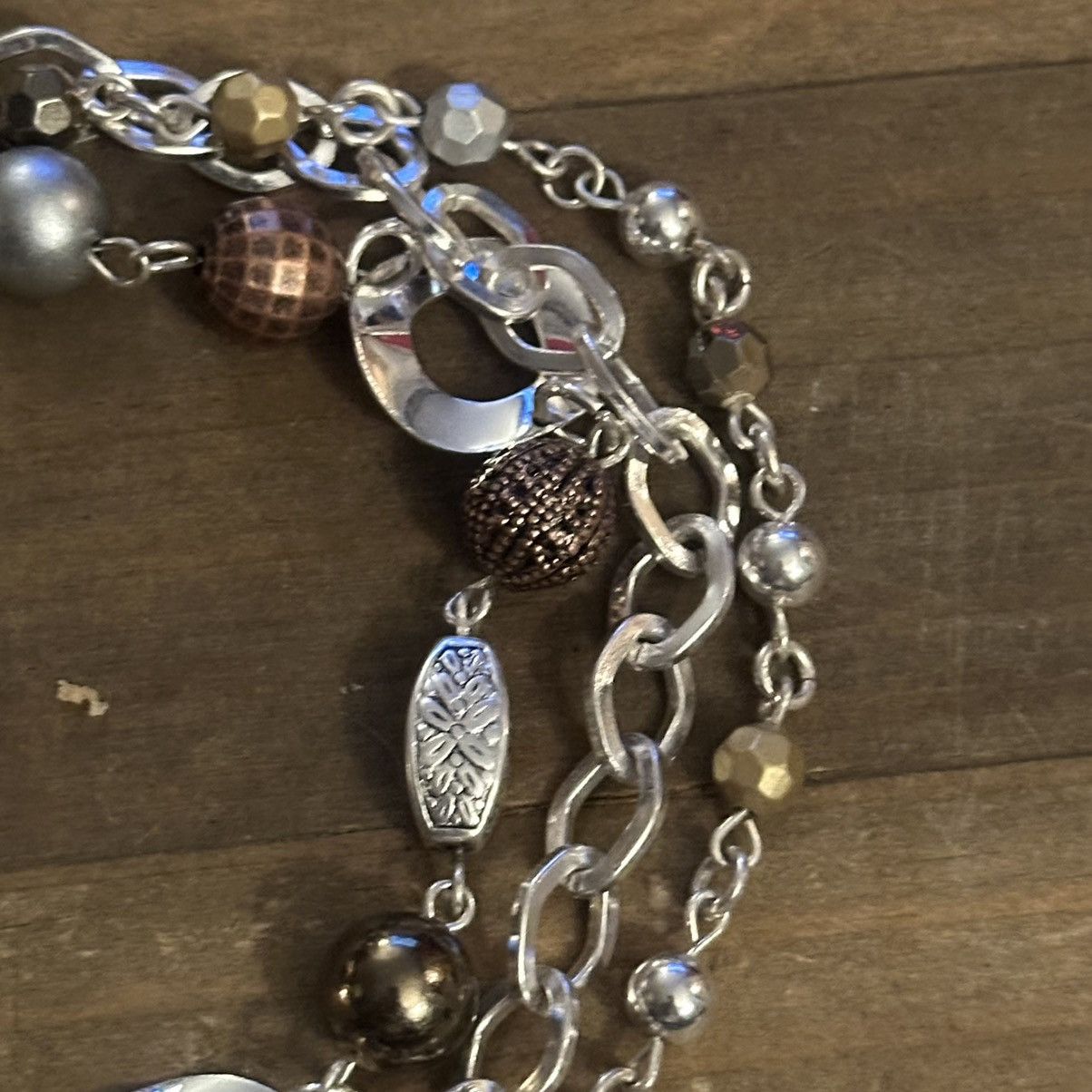 Other Silver tone multi chain stationed bead necklace & earrings Size ONE SIZE - 4 Thumbnail
