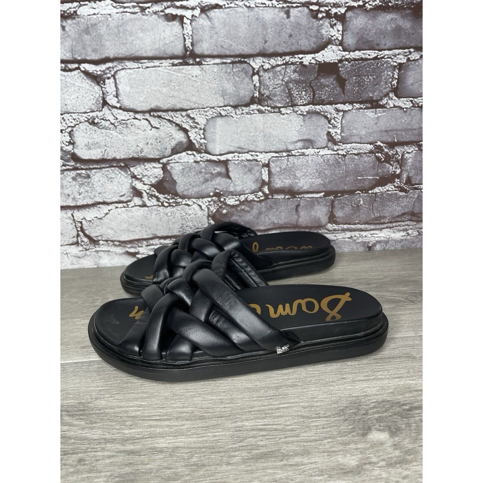 Sam Edelman Sam Edelman Vaugn Black Leather Braid Casual Slides Sandals Size US 6.5 / IT 36.5 - 1 Thumbnail