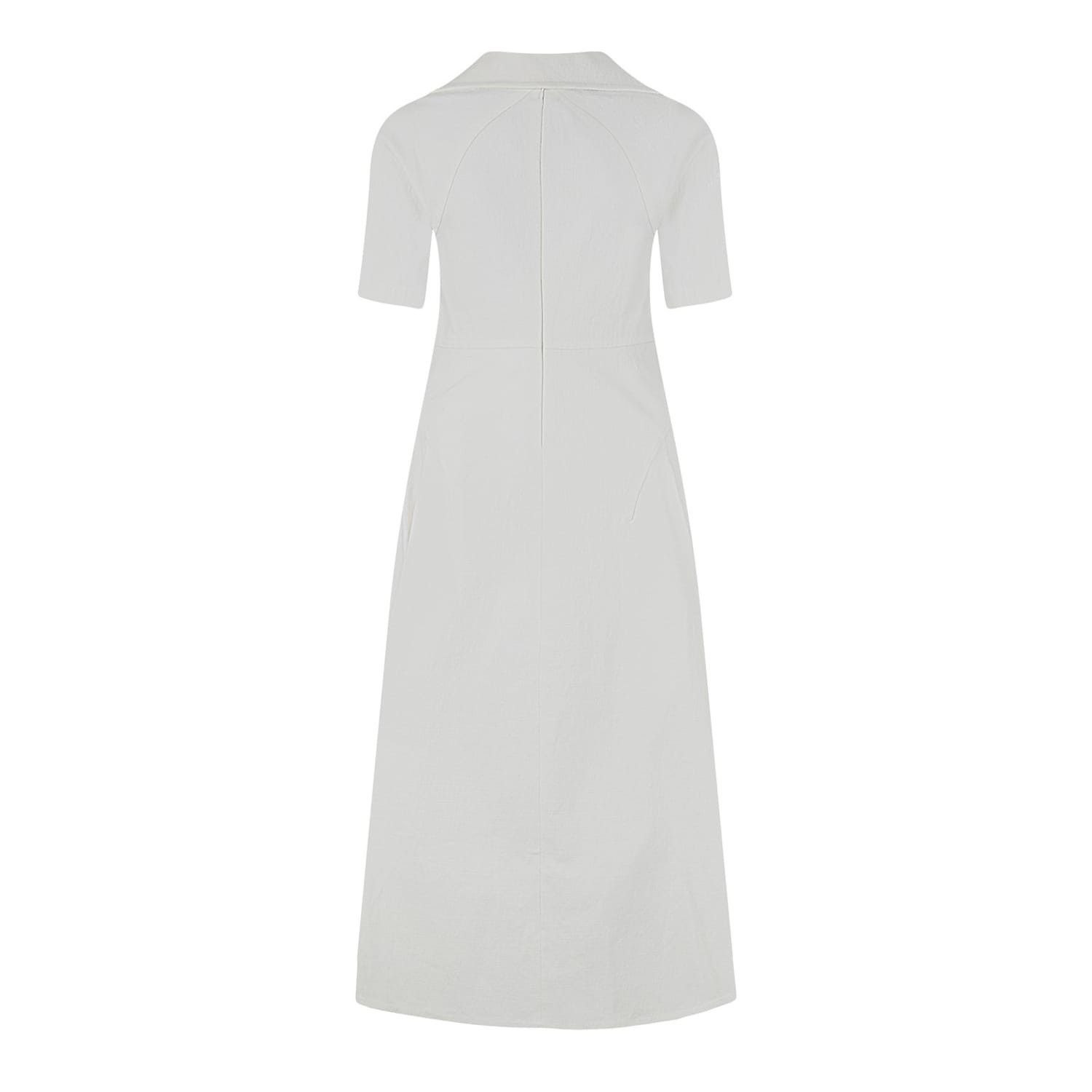 Bottega Veneta Bottega Veneta Collared Neck Midi A-Line Dress in White Size XS / US 0-2 / IT 36-38 - 2 Thumbnail