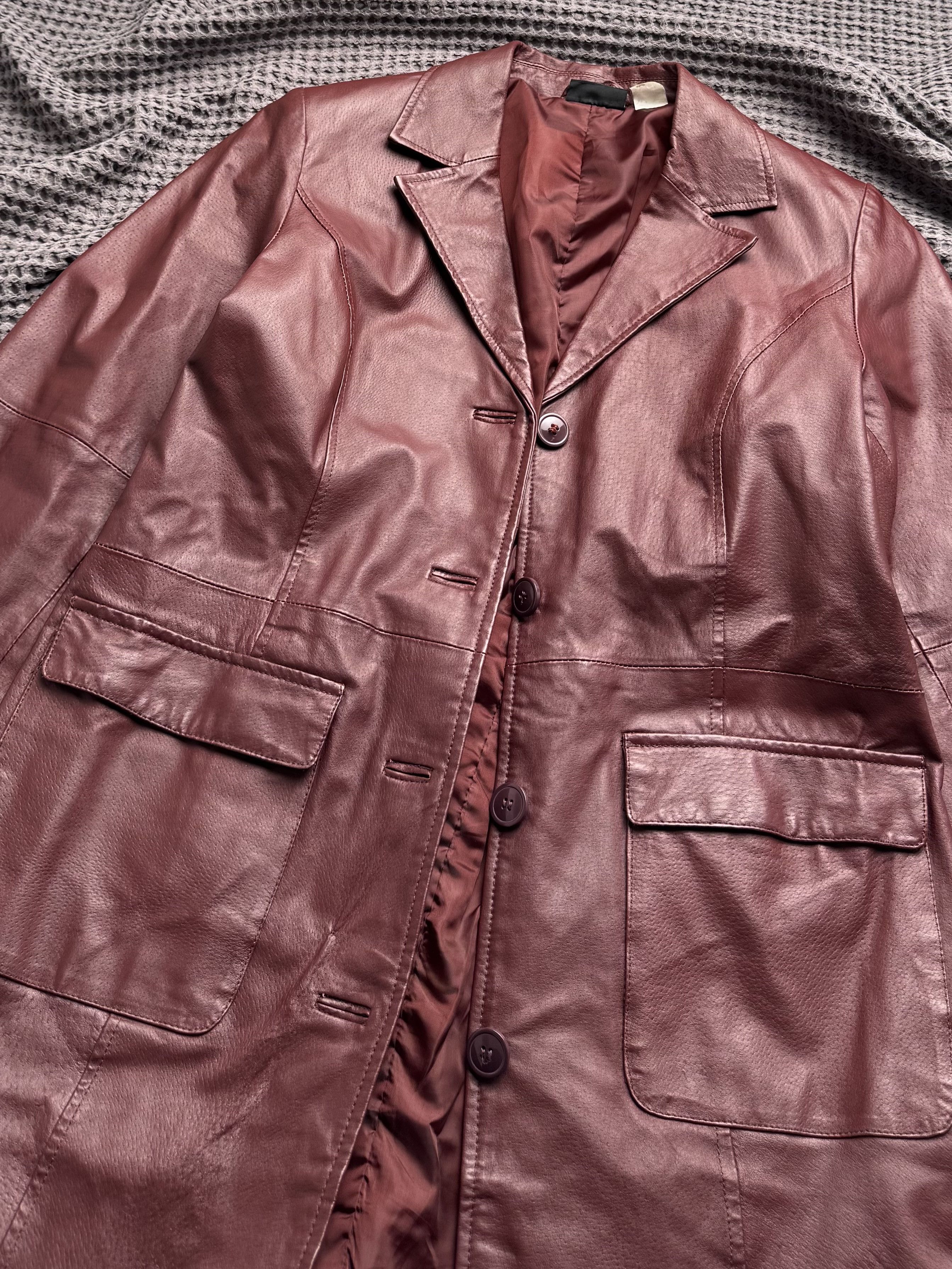 Vintage Vintage Leather Coat Button Front Tailored Long Blazer Size L / US 10 / IT 46 - 5 Thumbnail