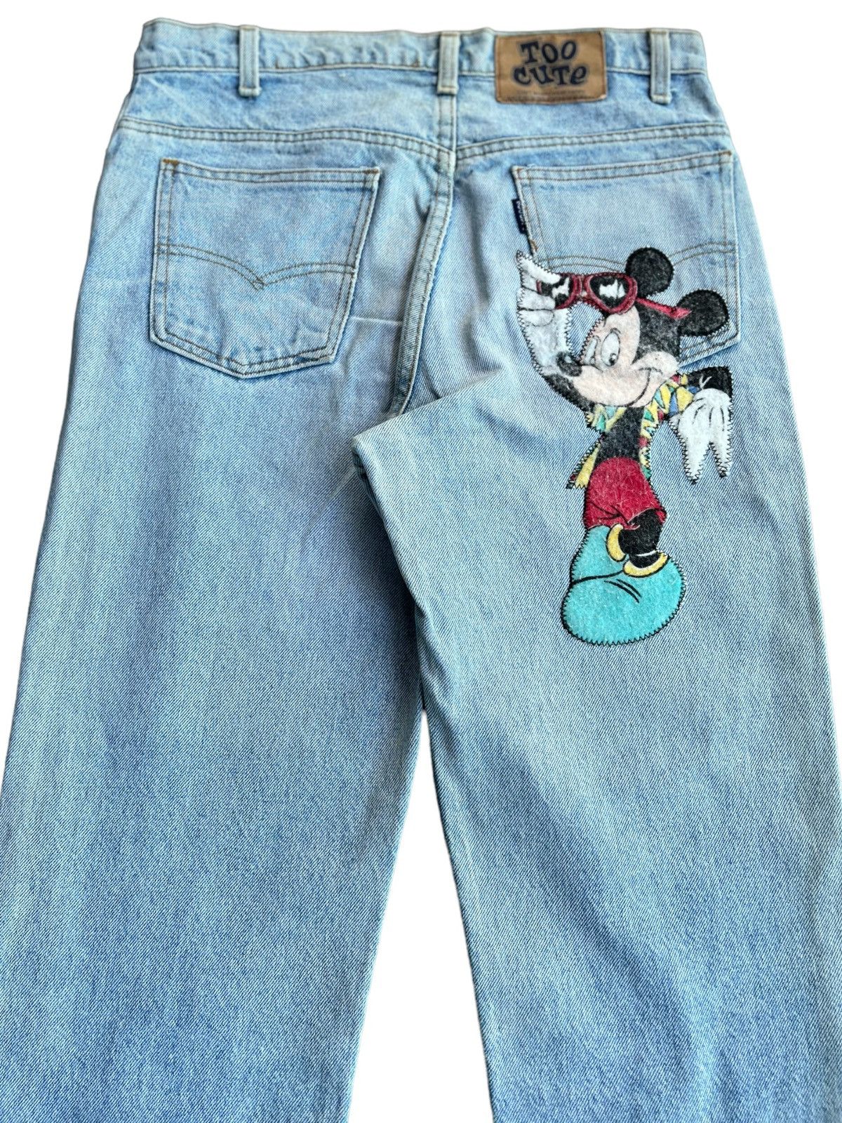 Levi's Vintage Clothing × Too Cute Guetta Bros. 🔥Vtg 90s Levis Too Cute Micky Mouse Patches Distressed Jeans Size US 31 - 17 Thumbnail