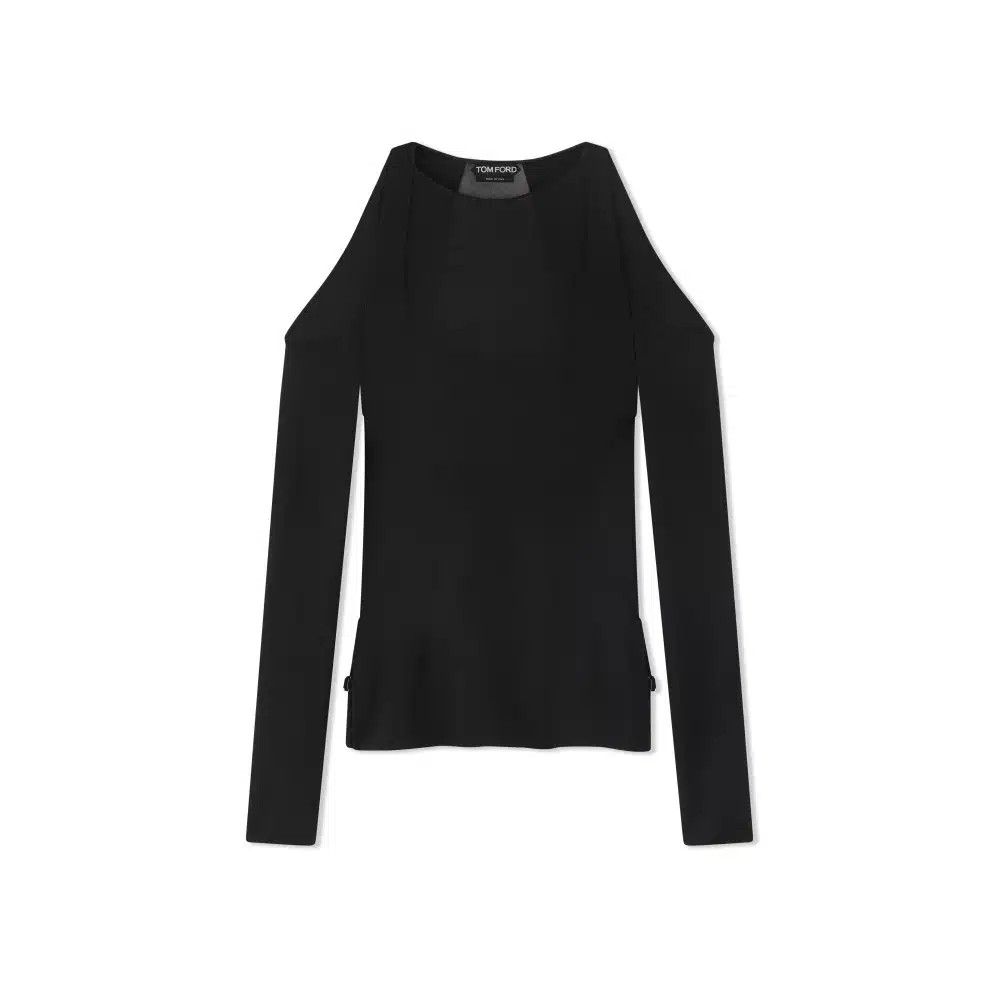 Tom Ford o1loc1c1224 TSJ511 Viscose Long Sleeve Top in Black Size S / US 4 / IT 40 - 1 Thumbnail