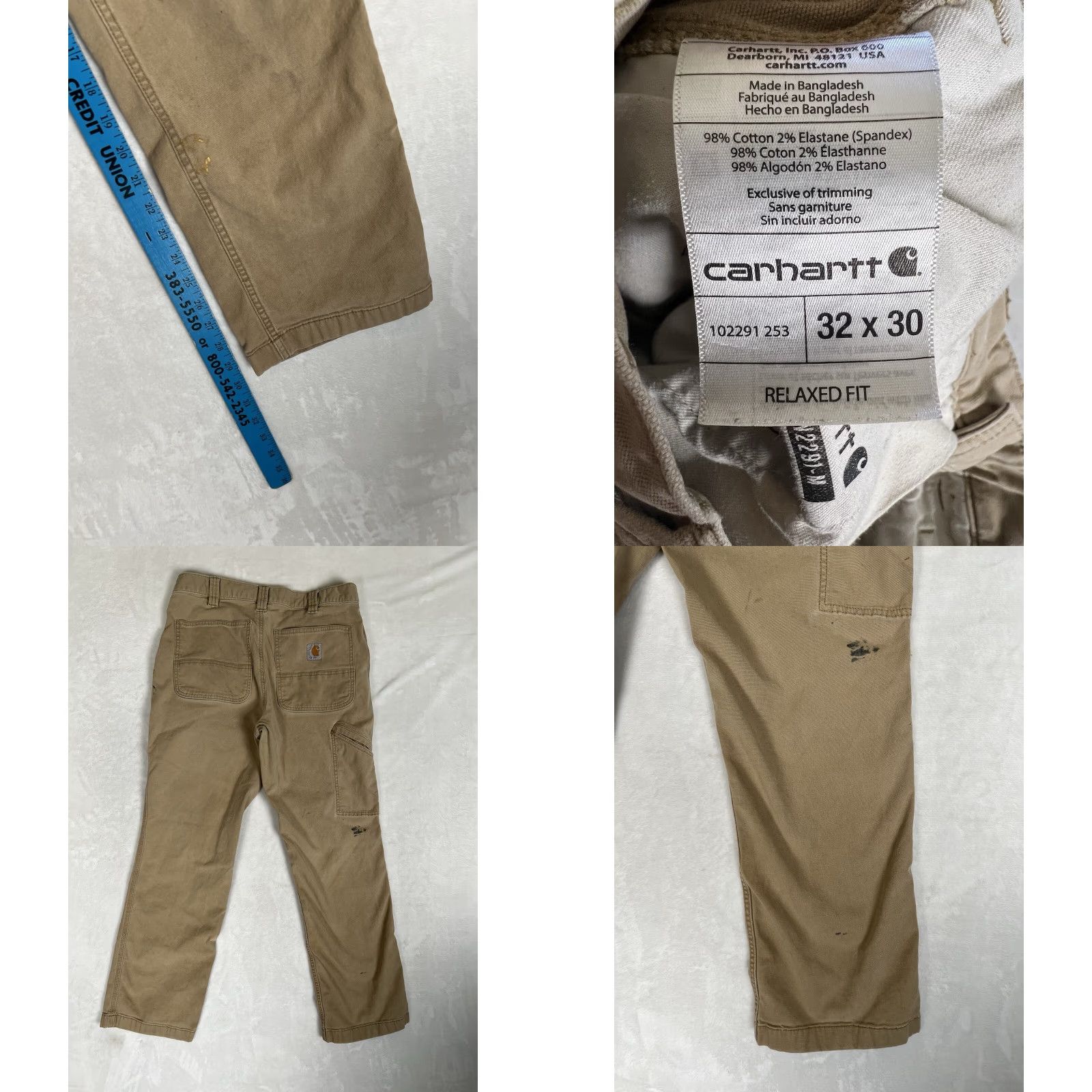 Carhartt Carhartt Pants Size 32x30 Beige Relaxed Fit Workwear 102291-253 DistressStain Size US 32 / EU 48 - 8 Thumbnail
