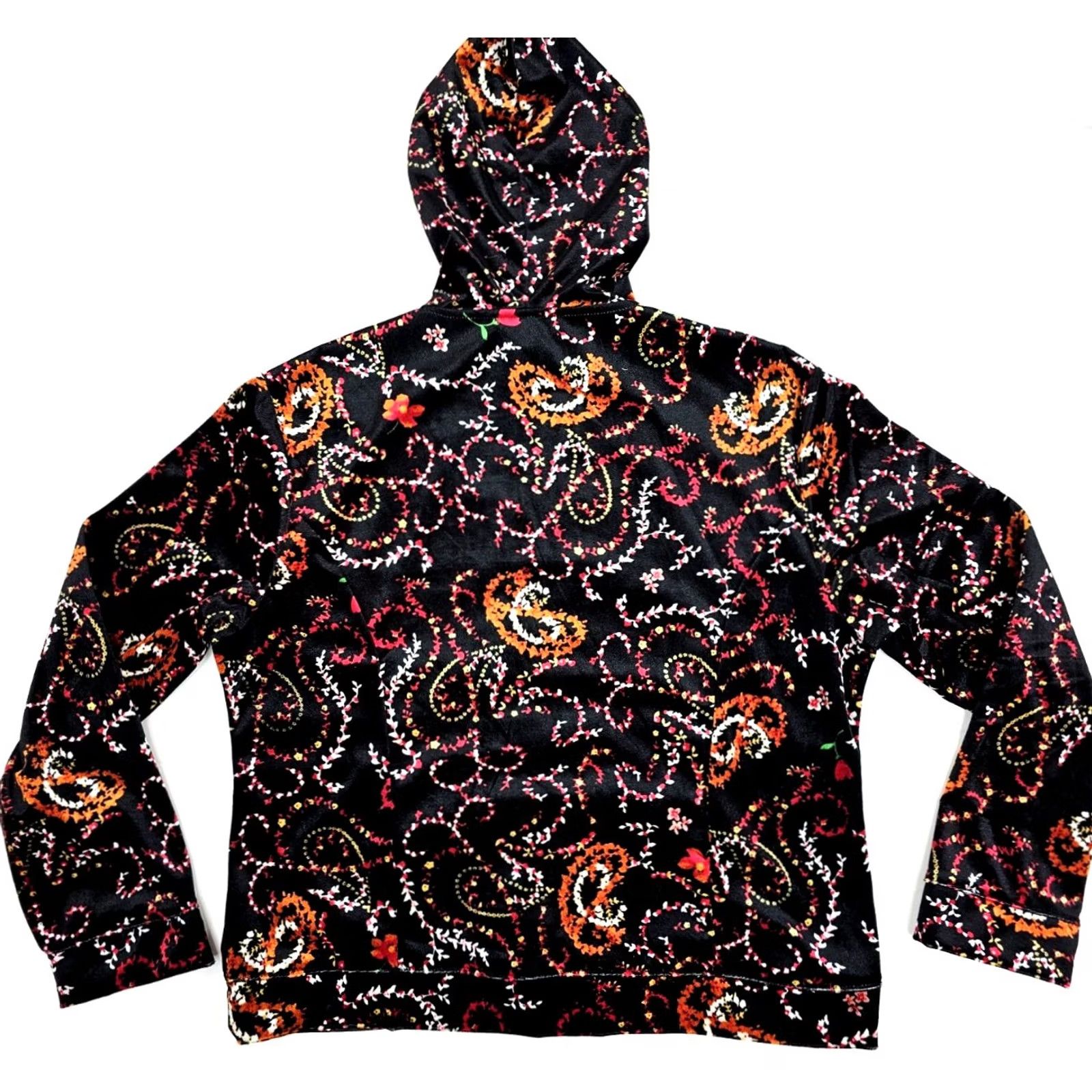 Velvet Robert Louis Silk Blend Floral Hoodie Jacket Women L Velvet Soft Zip Front Colorful Flower - Blazer Style, Hooded, Multicolor Size L / US 10 / IT 46 - 7 Thumbnail