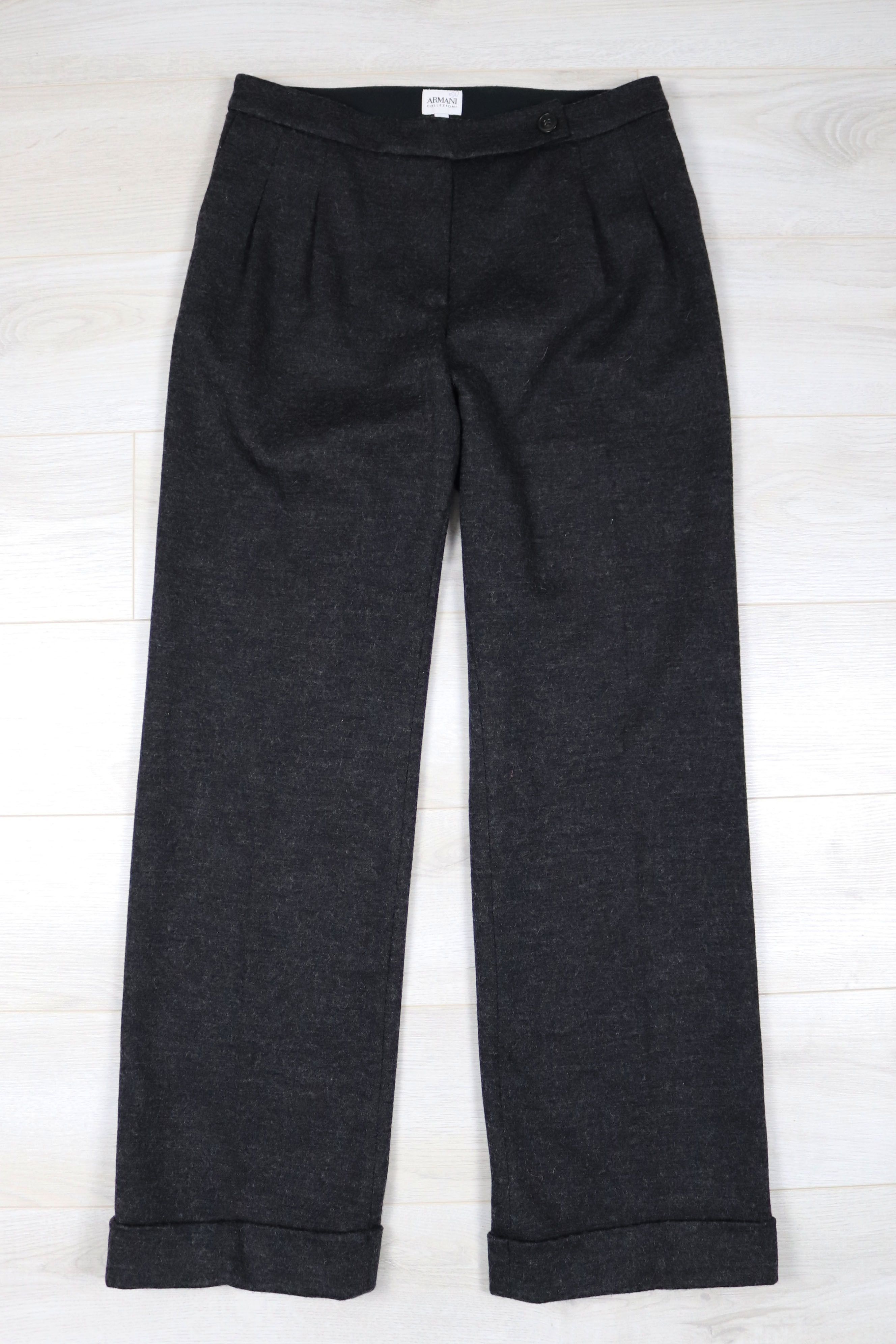 image of Armani Collezioni Women's Gray Wool Pants ! in Grey (Size 27)