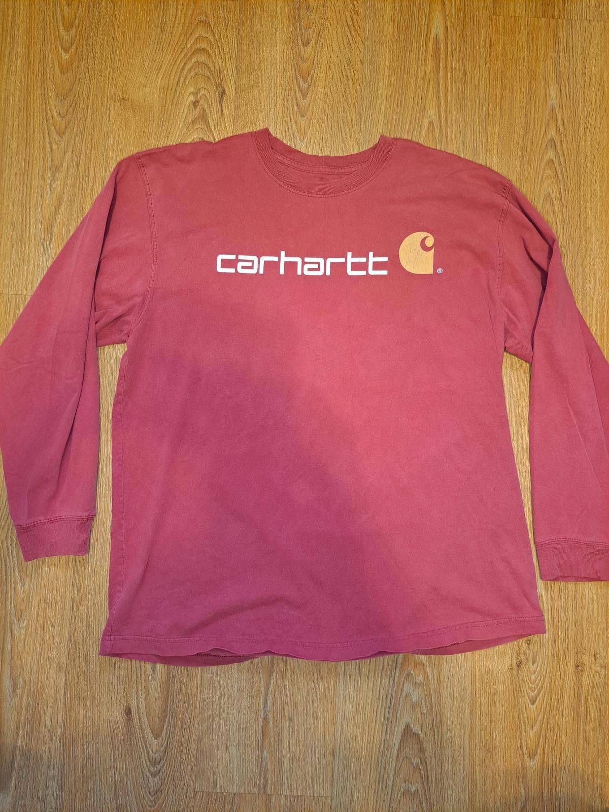Carhartt Carhartt Logo Long Sleeve Shirt Mens Red XL Cotton Size US XL / EU 56 / 4 - 1 Thumbnail