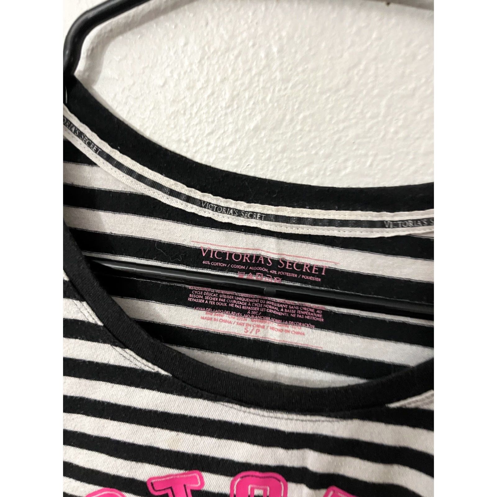 Victoria's Secret VINTAGE Victoria's Secret Pajama Top Womens Small Black & White Striped Long Sleeve Button Up Metal Size S / US 4 / IT 40 - 3 Thumbnail