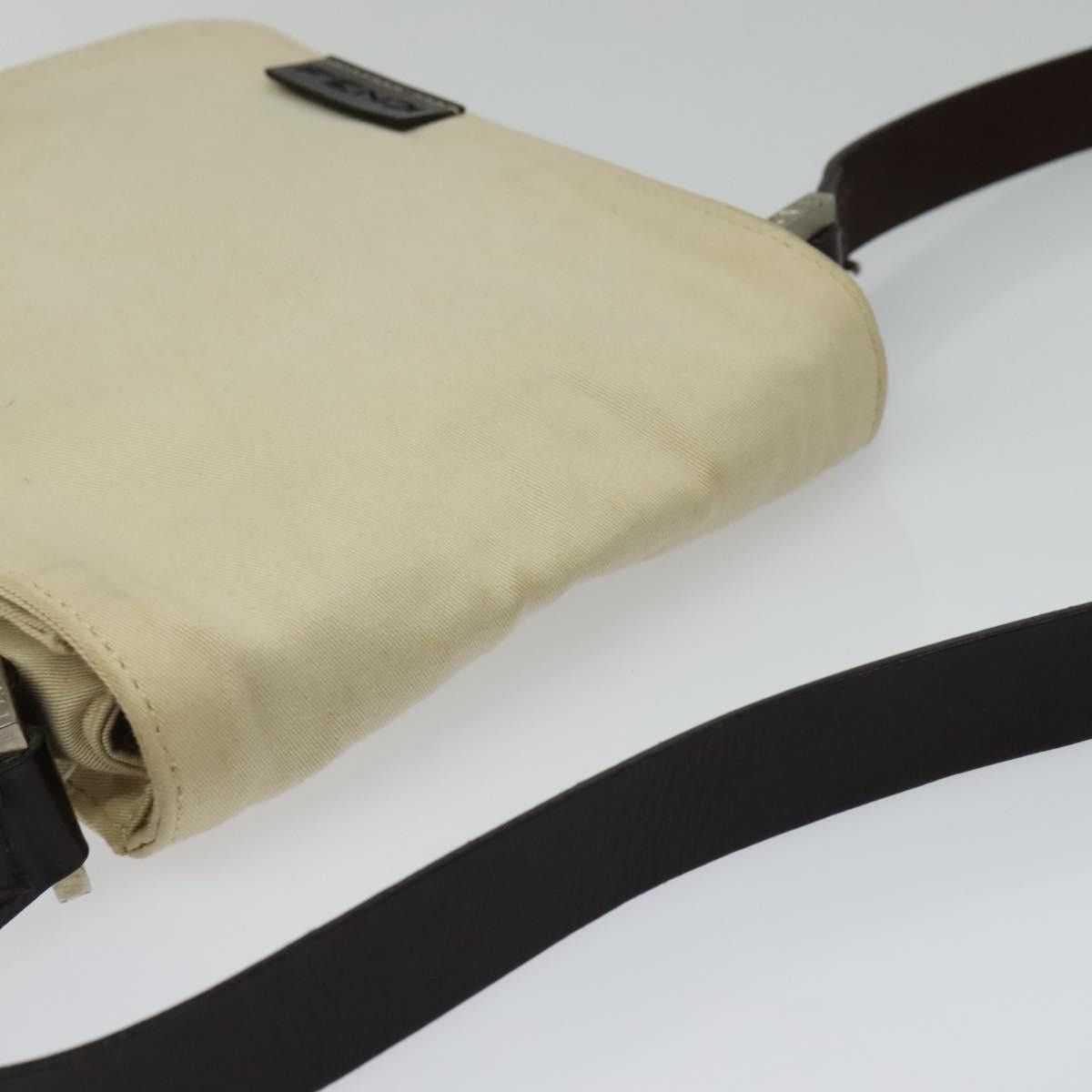 FENDI Shoulder Bag Canvas White Silver