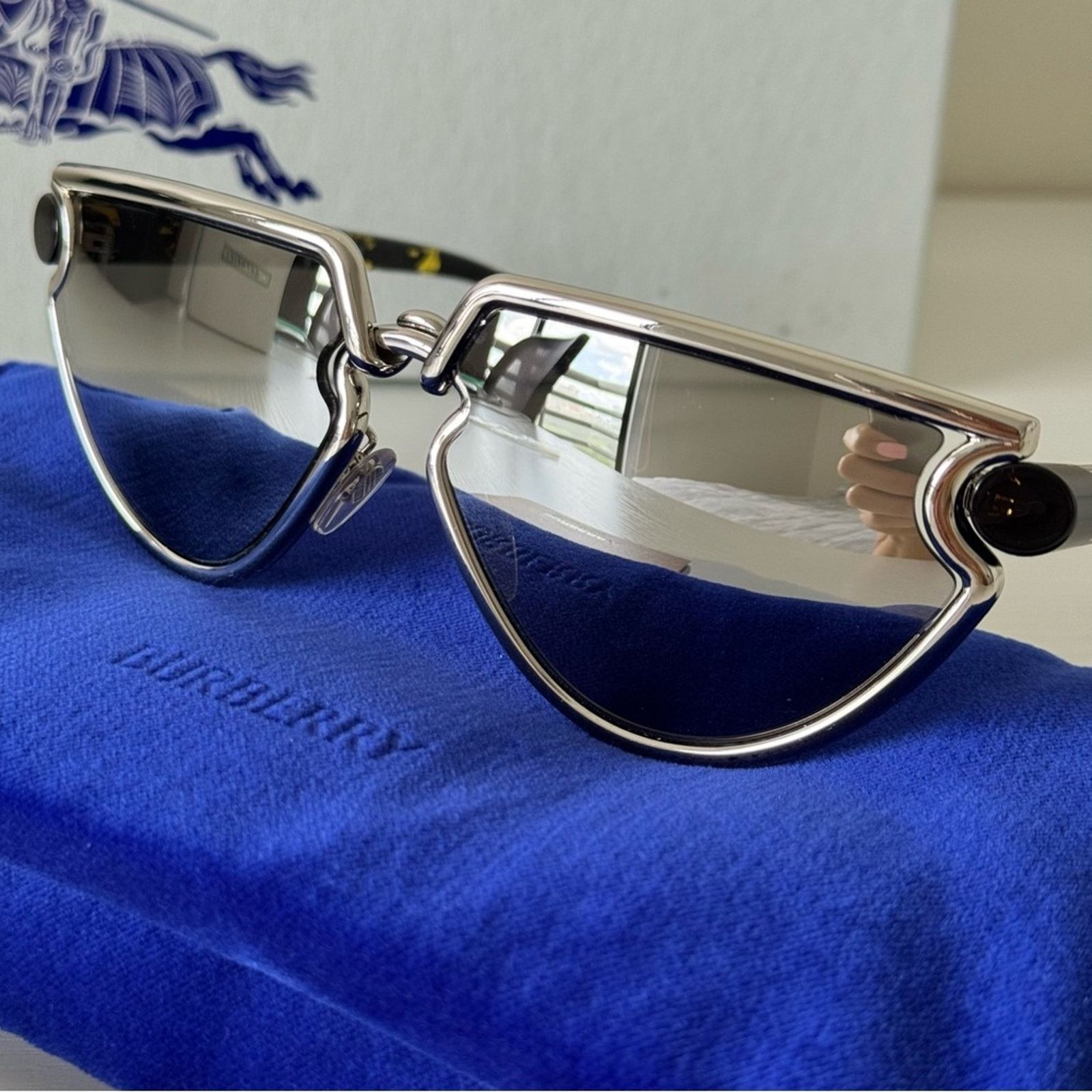 Burberry New Burberry Sunglasses B3152 10056G Silver Mirror Authentic Size ONE SIZE - 5 Thumbnail