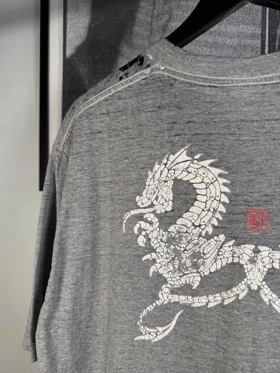 Vintage 🚭VINTAGE🚭THRASHED PAPER THIN 90s BOOTLEG STUSSY DRAGON TEE Size US XL / EU 56 / 4 - 11 Thumbnail