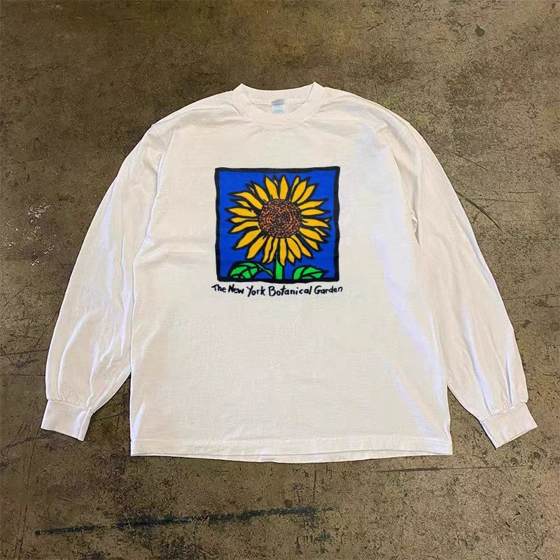 Japanese Brand × Vintage Sunflower print white retro long sleeve tee Size US L / EU 52-54 / 3 - 1 Thumbnail