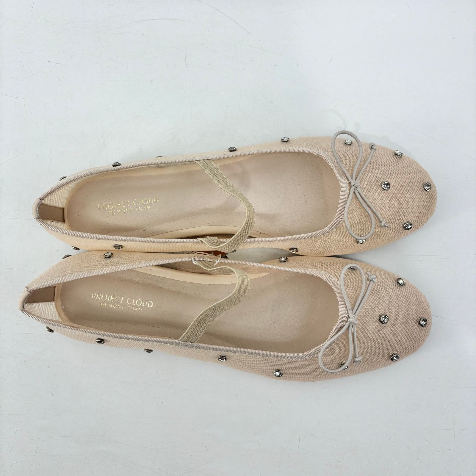 Other Project Cloud Amity Nude Rhinestone Ballet Flats Mesh Bow Size US 11 / IT 41 - 7 Thumbnail