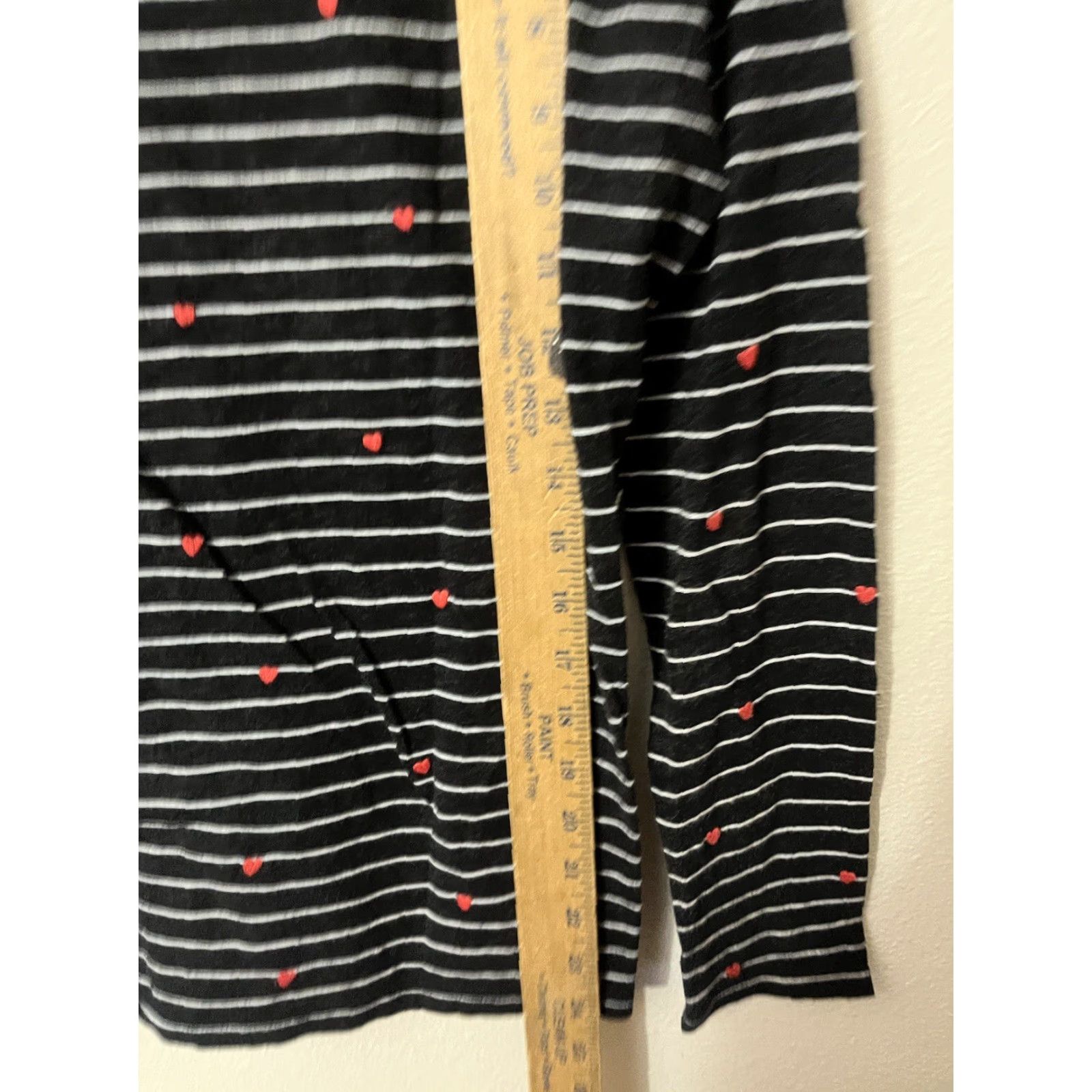 Loft VINTAGE Loft Women’s Long Sleeve Striped Pullover Blouse Size M Black Hearts Size M / US 6-8 / IT 42-44 - 4 Thumbnail
