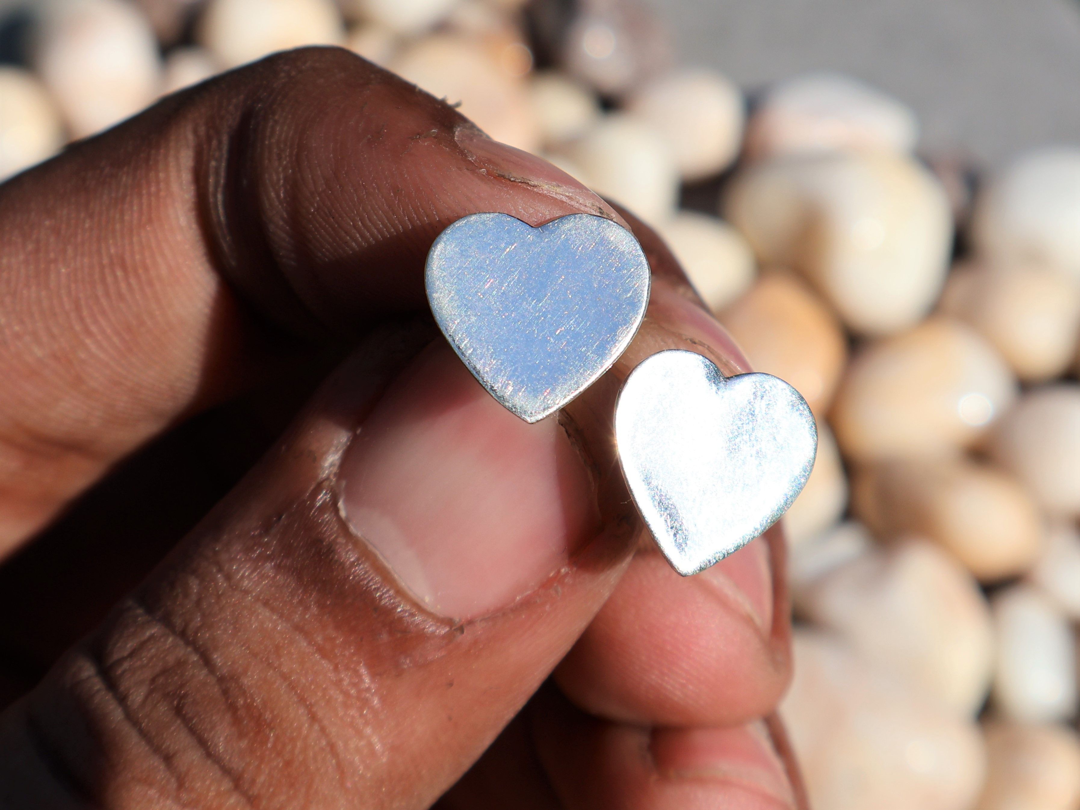 Handmade Silver Heart Shape Stud Earring, Sterling Silver Handmade, Size ONE SIZE - 4 Thumbnail